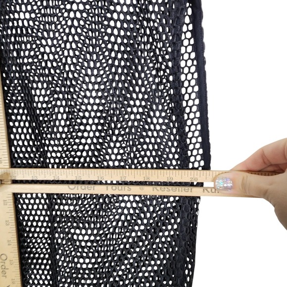 AKRIS Top Womens 8 Black Grid Shirt Mesh Fishnet High Neck Poncho Top Designer - Picture 7 of 12